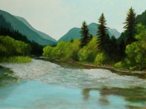 Morning On The Upper Seymour River | 18x24 acrylic on canvas